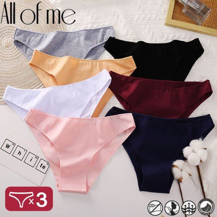 ⊙ Allofme 3 Pcsset M Xxl Panties Women Cotton Lingerie Underwear Sexy Femme Girls Underpants 9830