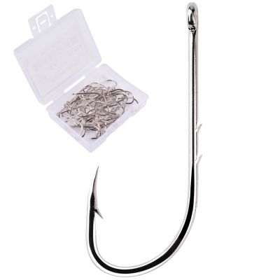 【CC】❆☌  Shank Hooks Fishing 50pcs/bag 1 -10  Carbon Barbed Offset Narrow Bait Tackle Accessories