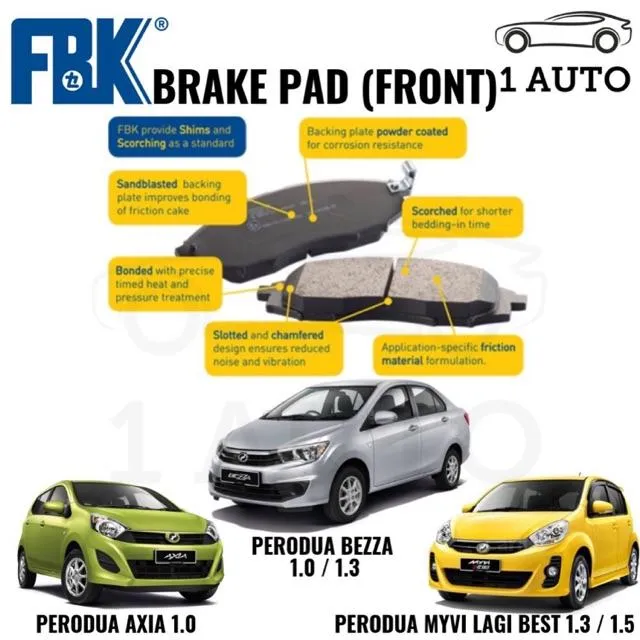 Fbk Front Brake Pad For Perodua Myvi Lagi Best Icon 1 3 1 5 Axia Bezza 1 0 1 3 1 Set 4 Pcs Lazada