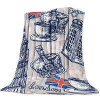 British Graffiti Bridge Car Clock London City Flannel Blanket for Bed Sofa Portable Soft Fleece Throw Funny Plush Bedspreads