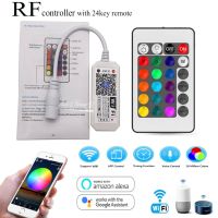 ✸☄ WiFi RGB RF Controller With 24Key Remote Voice Smartphone APP Control for 5V-24V 5050 2835 RGB LED light Strip