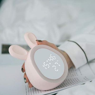 Alarm Clocks for Bedrooms with Snooze and Night Lights, Digital Alarm Clock with , Volume and Brightness Adjustable, Rechargeable, Bunny Shaped