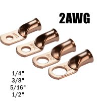 ❇☊✶ 10/25Pcs 2AWG Electrical Wire Ring Connectors Copper Tube Lug Battery Starter Cable Welding Crimp Terminals