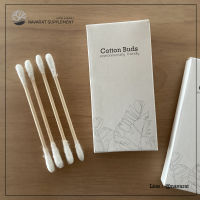 Cotton Buds 4 pcs ก้านสำลีก้านไม้ บรรจุกล่องกระดาษ ไม่พิมพ์แบรนด์ สำหรับโรงแรม รีสอร์ท สปา และ โรงพยาบาล