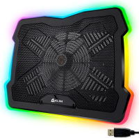 KLIM Ultimate + RGB Laptop Cooling Pad with LED Rim + Gaming Laptop Cooler + USB Powered Fan + Very Stable and Silent Laptop Stand + Compatible up to 17" + for PC Mac PS4 Xbox One + New 2020