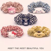 Kawaii Hello Kitty Hair Ring Sanrioed MY Melody Cinnamoroll Kuromi Cartoon Cute INS Head Rope All-match Small Circle Bracelet