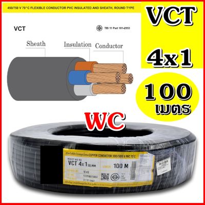 สายไฟดำหุ้มฉนวน 2ชั้น VCT 4x1 ความยาว100เมตร สายมอเตอร์ สายไฟใช้ไฟสูง สาย4แกน เบอร์1 4แกน สินค้ารวมภาษี