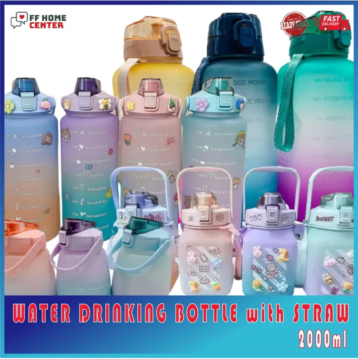 [Ready Stock]1300ml / 2000ml / 3800ml Water Bottle with Straw Ins Style ...