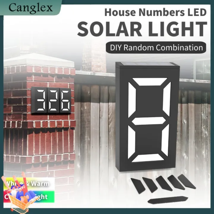 Canglex House Number Outdoor Solar Plate LED Door Numbers Signs Solar
