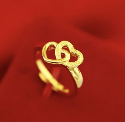 HIALAMA แหวนทองชุบลายดาวคลาสสิก ปรับขนาดได้อย่างอิสระคู่รักเรียบง่ายแหวนแหวนทรงขนาดกลาง(ผู้หญิง)