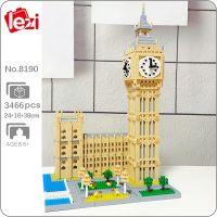 Lezi 8190 World Architecture London Elizabeth Bell Tower Big Ben DIY Mini Diamond Blocks Bricks Building Toy for Children no Box