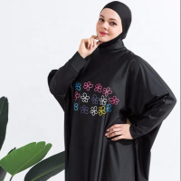 Women Muslim Swimwear Beachwear Screen Printing 3pcs Lslamic Clothes Hijab Long Sleeves Sport Swimsuit Burkinis Bathing Bat Suit