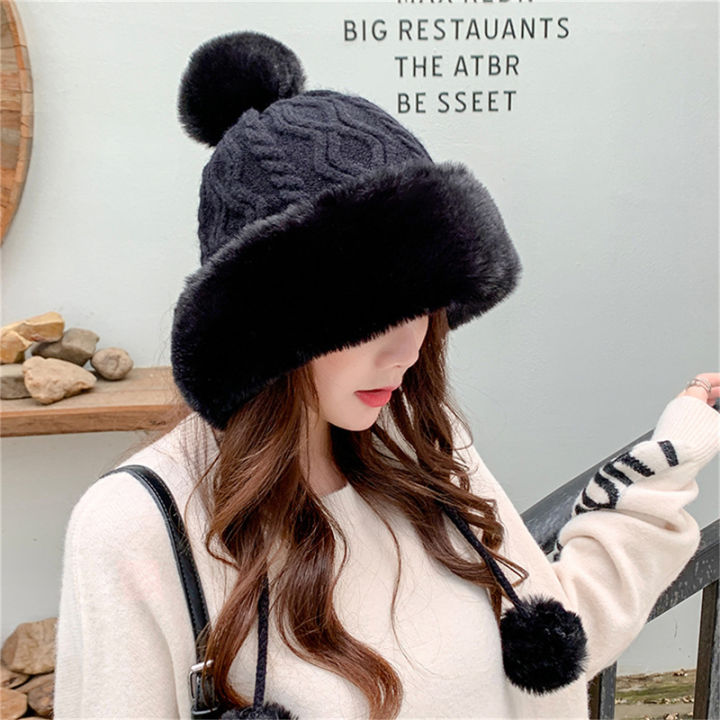 zongpan-หมวกผ้าแคชเมียร์ถักไหมพรมขนใหญ่สำหรับผู้หญิง-หมวกไหมพรมขนแกะอบอุ่นกลางแจ้งฤดูหนาวฤดูใบไม้ร่วง