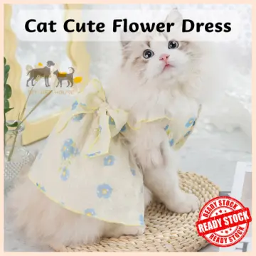 Cat Clothes Lapel Neck Fashion Pet Princess Skirt Puppy Party Dress Up  Plaid Skirt Summer Dog Dress Pet Clothing for Cats Dog Girls 