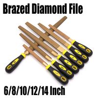 1PC 6/8/10/12/14 Inch Brazed Diamond File Flat/Semicircular File Grinding Tool For Polishing Stone/Glass/Metal/Carving Craft Etc