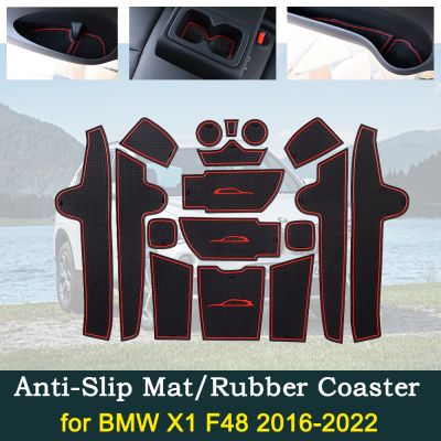 Anti-Slip Gate Mats Cup Groove Pads for BMW X1 F48 2016 2017 2018 2019 2020 2021 2022 Hole Pad Car Styling Accessories Gadgets