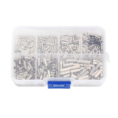 600Pcs 0.5mm2-6mm2 22-10 AWG Non-Insulated Wire Connector Ferrules Electrical Cable Terminal Copper Bare Tinned