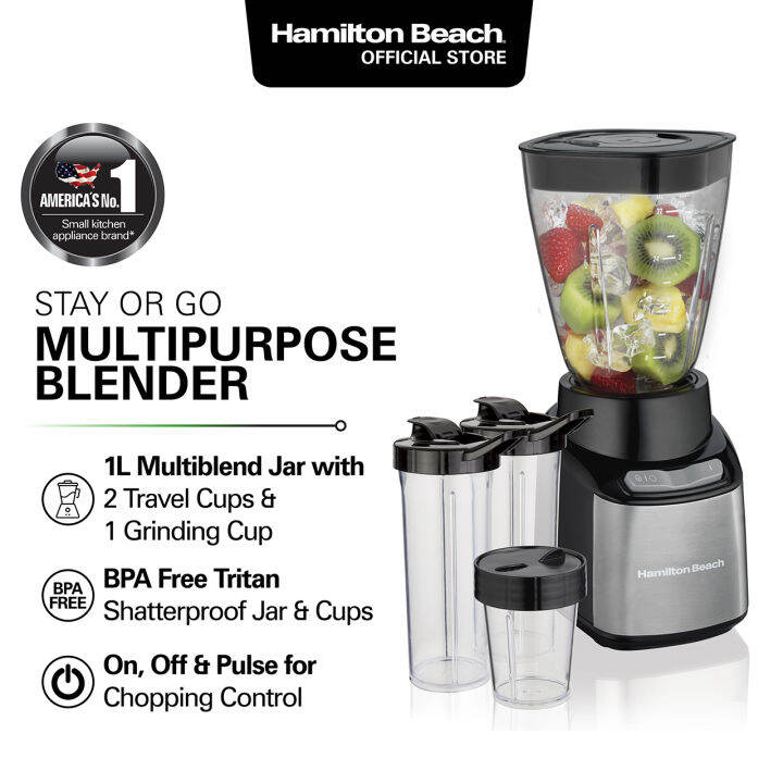 Hamilton Beach Stay or Go Multipurpose Blender with Jar, Grinder