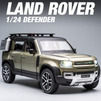 1:24 Defender SUV ของเล่นล้อแม็กรถยนต์ D Iecasts และของเล่นยานพาหนะรถรุ่นเสียงและแสงดึงกลับรถของเล่นสำหรับของขวัญเด็ก