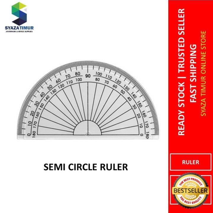 [ST-GR MY] Semi Circle Ruler / Pembaris Semi Bulat / Protractor | Lazada