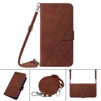 สำหรับ Tecno Camon 18P Crossbody เคสหน้ังกลับมือถือนูน3D (สีน้ำตาล)