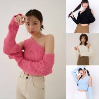 nbfashionstore -  knitted one shoulder set เสื้อเซ็ทสีสันสดใส สุดปัง