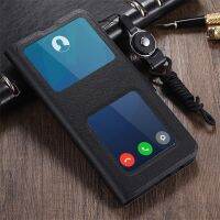 Flip Leather Phone Case For iPhone 12 Mini XR XS Max 8 7 6 6s Plus 11 12 13 Pro Max SE Double Window Wallet Cover Original Strap