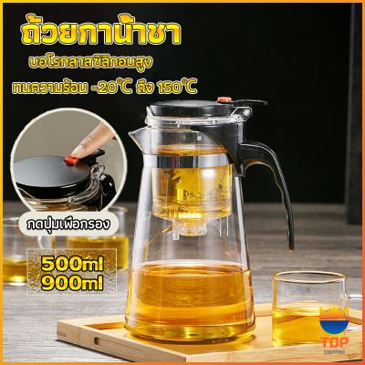 TOP กาน้ำชา ง่ายต่อการพกพา กาต้มน้ำเย็น ปริมาตร 500ml/900 ml glass teapot