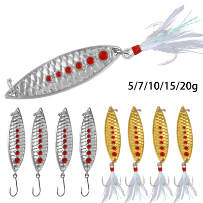Fishscale รูปแบบ Sequin Noise เหยื่อโลหะ Red Dot ช้อนตกปลารอกหมุนสำหรับตกปลาเหยื่อแข็ง