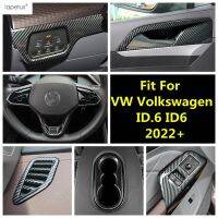 “{》} อุปกรณ์ตกแต่งภายในคาร์บอนไฟเบอร์สำหรับ VW Volkswagen ID.6 ID6 2022 2023ที่เท้าแขนหลอดไฟหน้าหน้าต่างลิฟท์พวงมาลัยฝาครอบ