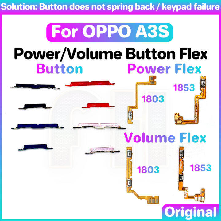 For OPPO A3S Power volume button flex Side key Switch ON OFF Key Mute
