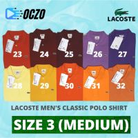 เสื้อโปโลสำหรับผู้ชาย Lacoste ผู้ชายขนาด3เสื้อโปโลเสื้อโปโลคลาสสิก (ขนาดกลาง)