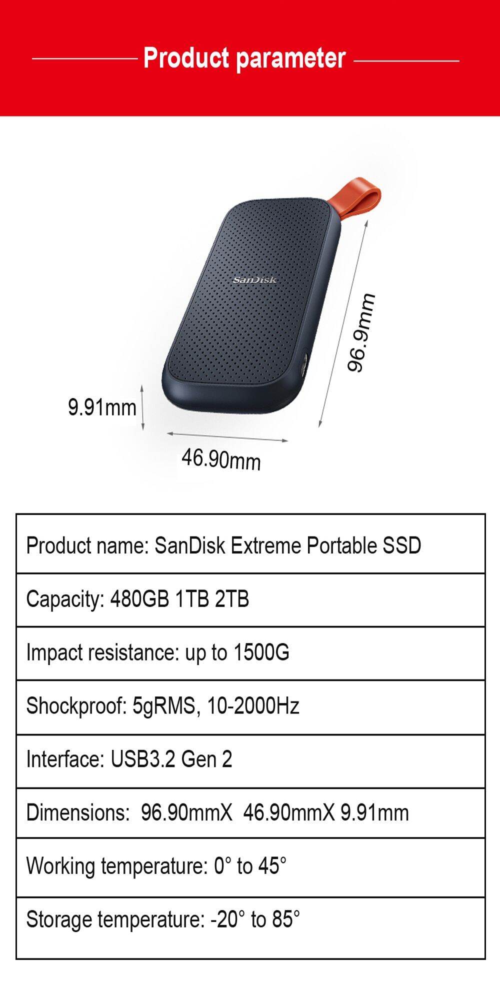 Sandisk E61 E60 E30 SSD E81สุดขีด PRO 4TB 2TB 1TB 480GB USB 3.2 TypeA