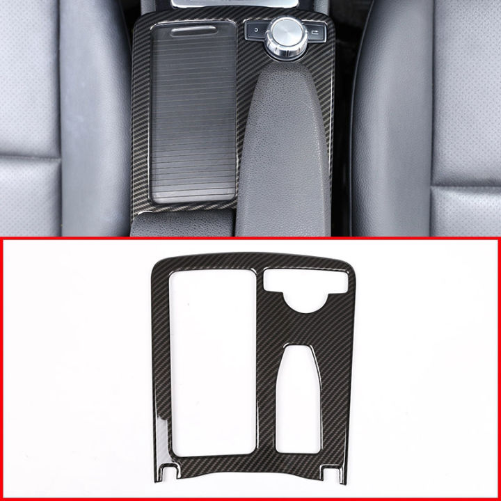 car-carbon-fiber-abs-central-console-cup-holder-frame-trim-cover-right-drive-for-mercedes-benz-e-class-c-class-w204