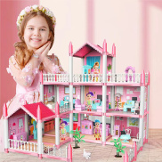 Bao bì hộp màu lâu đài dollhouse, nhà búp bê màu hồng nhiều mẫu khác nhau