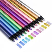 12 Metal Colored Black Wooden Pencils Student Sketch Doodle Comics Professional School Art Supplies Stationery