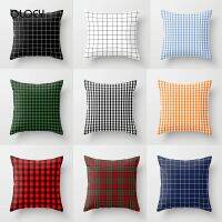 Printing Polyester Decorative Pillowcase White Black Lattice Red Blue Lattice Home Bedroom Decorative Pillowcase .