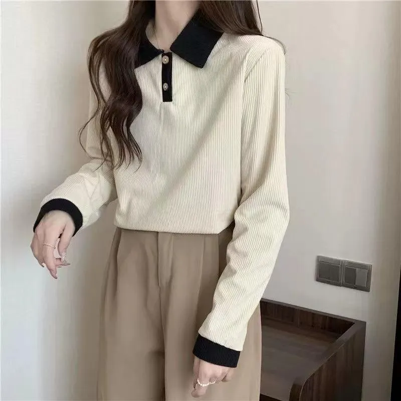 Autumn Winter Women Clothing Casual Long Sleeve Coat Polo Collar