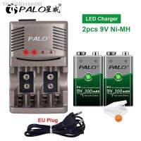 zvhm00 2Pcs PALO 300mAh NI-MH 9V Rechargeable Battery with 1800 Cycle 2 Slots Inteliigent Charger for 9 Volt Crown Krone