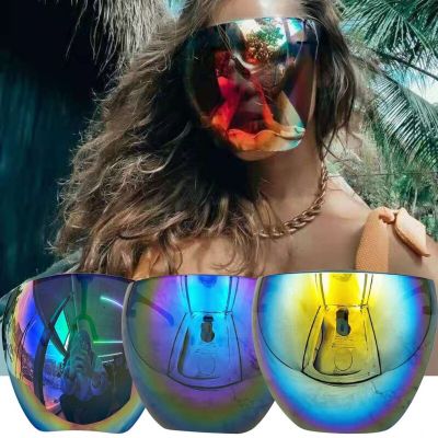 2021 Novelty Full-Face Multicolor Goggles with Removable Nose Bridge Polarized Large Mirror Sunglasses Big Face Mask Goggles