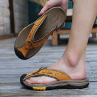 2021 Summer Mens Flip-Flops Outdoor Genuine Leather Men Sandals Luxury Brand Designer Slipper Fashion Casual Beach Slipper