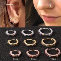 OKDEALS คอนช์ Daith 6/8/10มม. 1ชิ้นได้รับเงินสีทองโรสโกลด์อัญมณีประดับร่างกายห่วง Huggie Tindik Telinga CZ ต่างหูแหวนจมูก