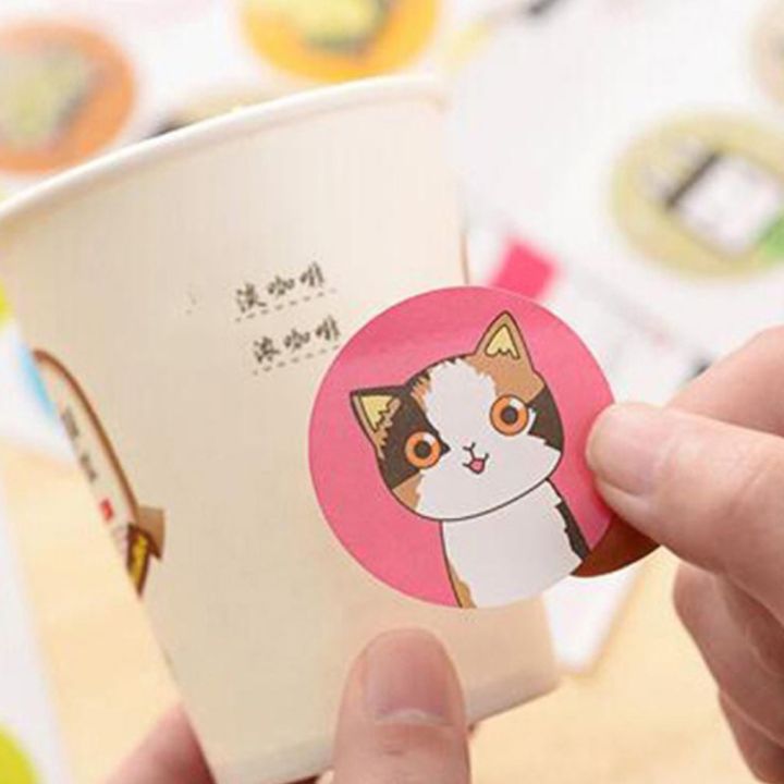 no-5-สติ๊กเกอร์กลม-รูปหน้าแมว-สติ้กเกอร์กันน้ำ-ลอกออกยาก-cat-illust-sticker
