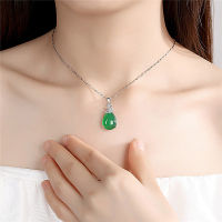 Swan emerald gemstones diamonds green jade pendant necklaces for women white gold silver color jewelry choker chain bijoux gift