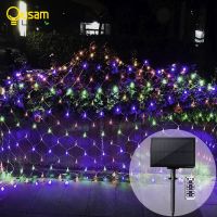 Solar Light LED Net Curtain String Light 104 LED With Remote Control Lamp Wedding New Year Decoration Waterproof For Lighting