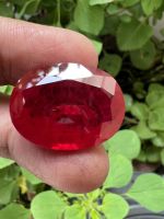 รูบี้ ทับทิม เหลี่ยมชั้น รูปไข่ หนักรวม 29 กะรัต CARATS ....(1 เม็ด)พลอย สังเคราะห์ LAB MADE THAI  RUBY  OVAL  22X18 MM มิลลิเมตร STEP CUT