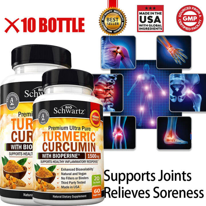 Curcumin with BioPerine 1500mg Naturally Supports Joints Relieves