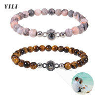 6Mm Tiger Eye สร้อยข้อมือลูกปัดส่วนบุคคล Photo Projection สร้อยข้อมือภาพที่กำหนดเองสร้อยข้อมือของขวัญส่วนบุคคลสำหรับ Men Women