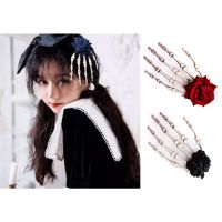 ✕ กิ๊บติดผม มือโครงกระดูก กิ๊บฮาโลวีน กิ๊บ พรอพ ฮาโลวีน มือผี Scary Skeleton Hand Hair Clip Hairclip Halloween Accessories