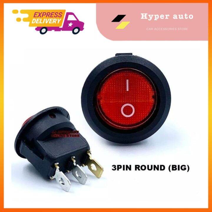3 Pin Round Rocker Switch AC 12V SPST / SPDT On-Off-On / On-Off Car ...